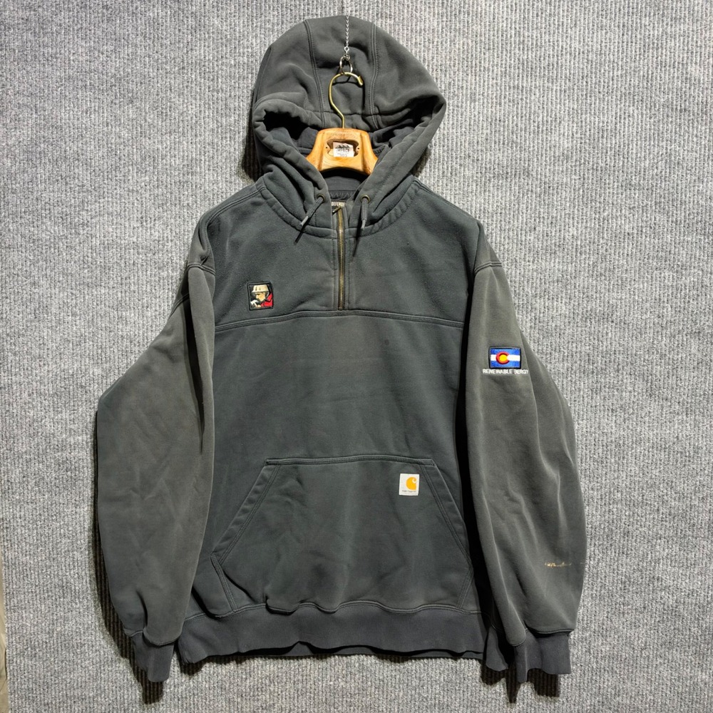 Carhartt Rain Defender Hoodie Mens 2XL Gray Colorado Renewable Energy 1/4 Zip
